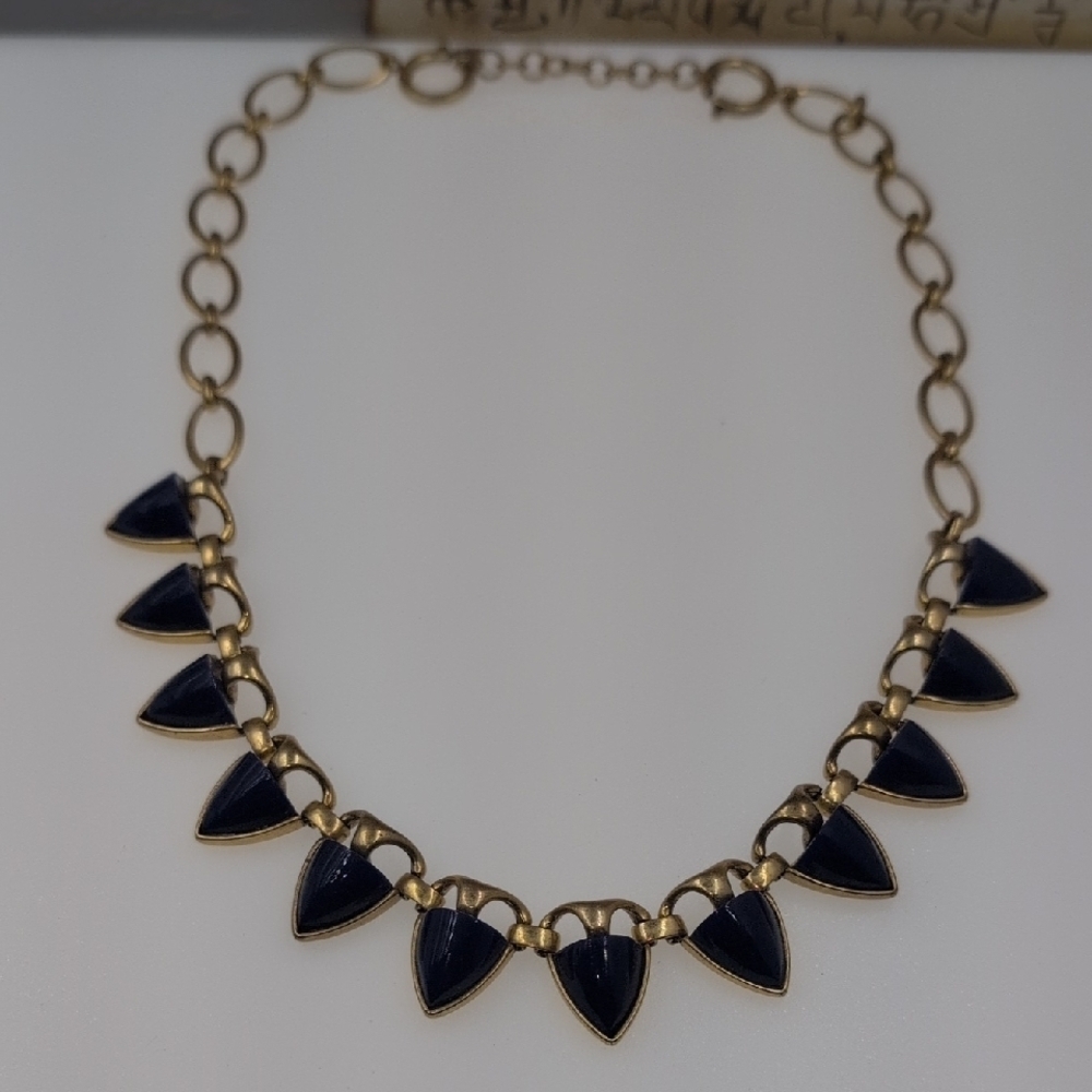 Stella & Dot Gold and Blue Geometric Necklace - Picture 3 of 5